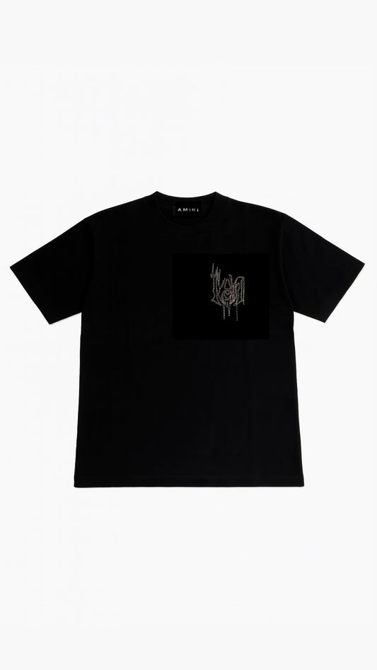 Playera AMIRI Crystal Logo Tee Negra - Streetwear de Lujo
