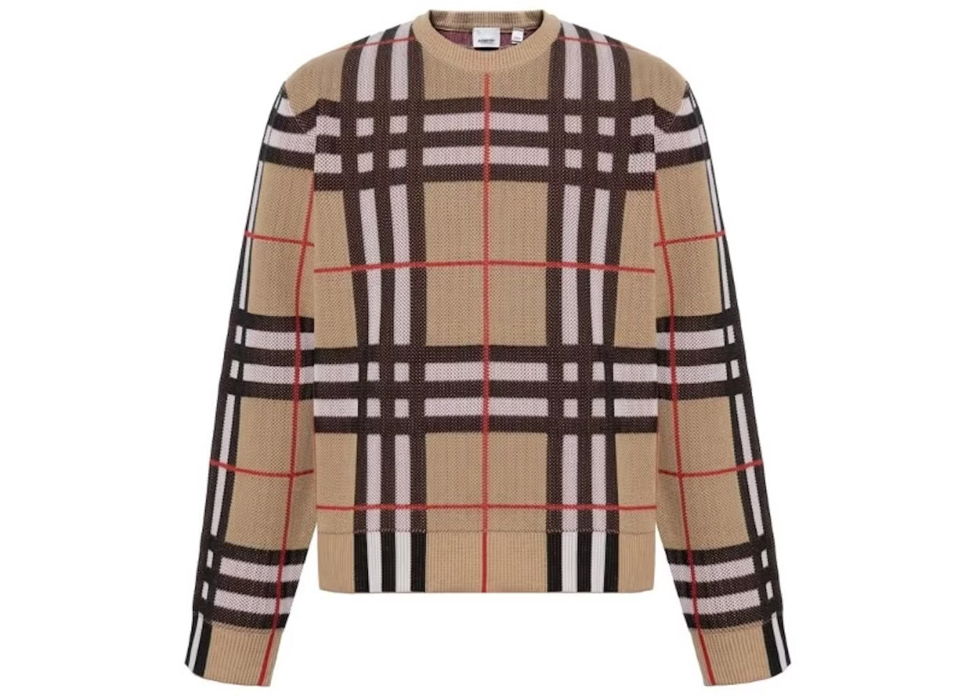 Suéter Burberry Técnico Check Archive Beige – Cuello Redondo