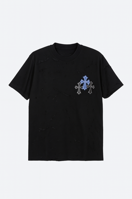 Playera Chrome Hearts Cross Patch Distressed