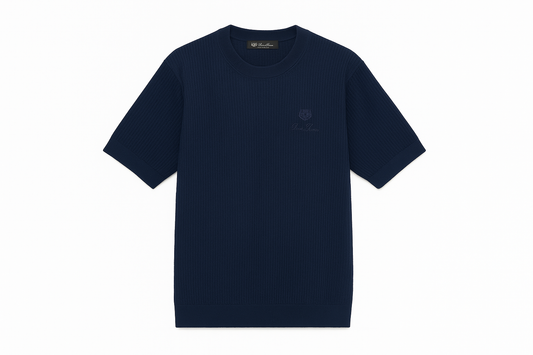 Playera Loro Piana Azul Marino de Punto Fino