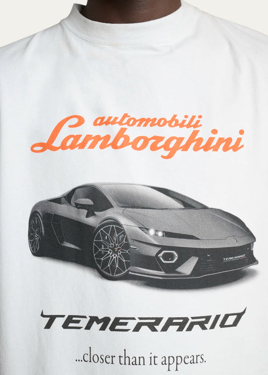 Playera Balenciaga x Lamborghini Dirty White – Edición Boxing Oversize